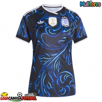 Camisa de Futebol Argentina Equipamento Secundário Mulheres Mundo 2026 Manga Curta